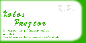 kolos pasztor business card
